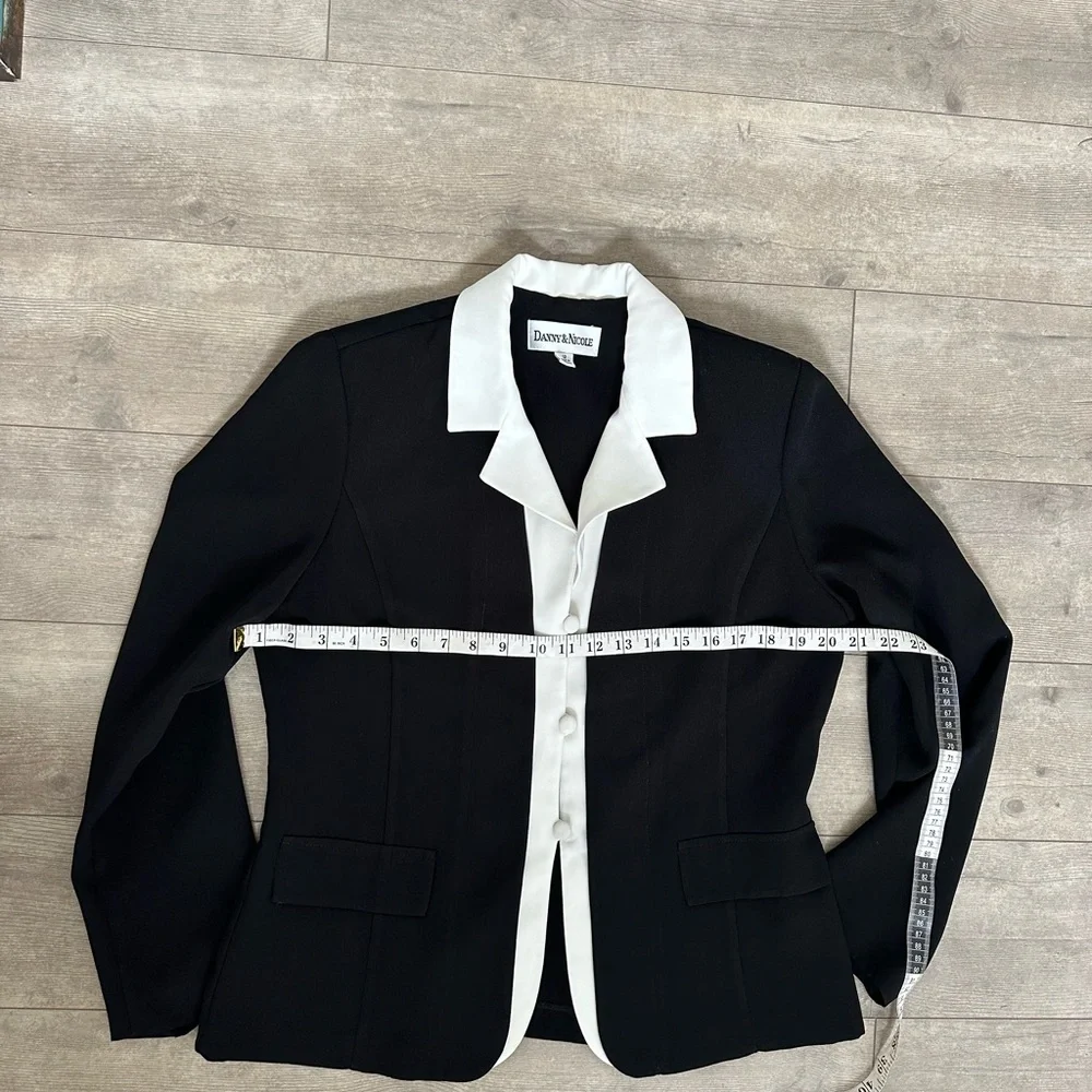 Danny & Nicole Shoulder Pad Black White Blazer Suit Jacket Women’s 12